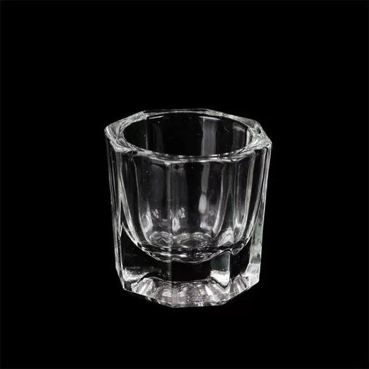 Nail Art Brush Cleaning Cup - Thick Glass Hexagonal Cup