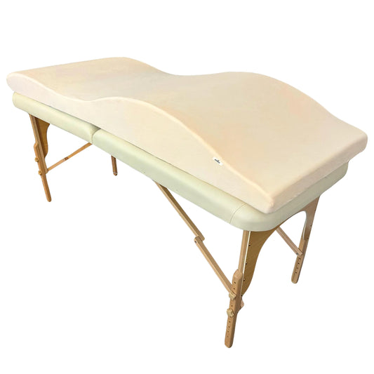 Premium Ergonomic Massage Bed Topper – Soft Plush & High-Density Foam for Beauty Salons – Beige – 28” / 71 cm