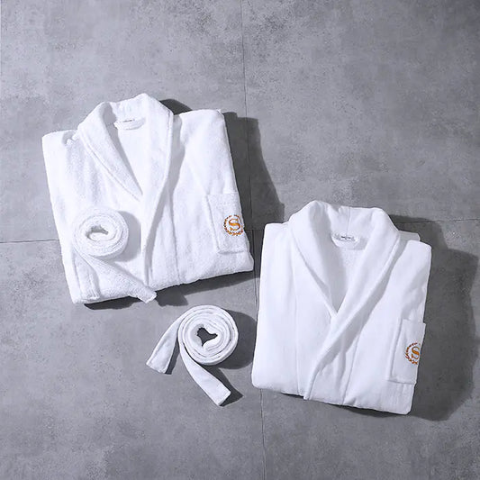 Hotel Quality Adult White Cotton Waffle Bathrobe