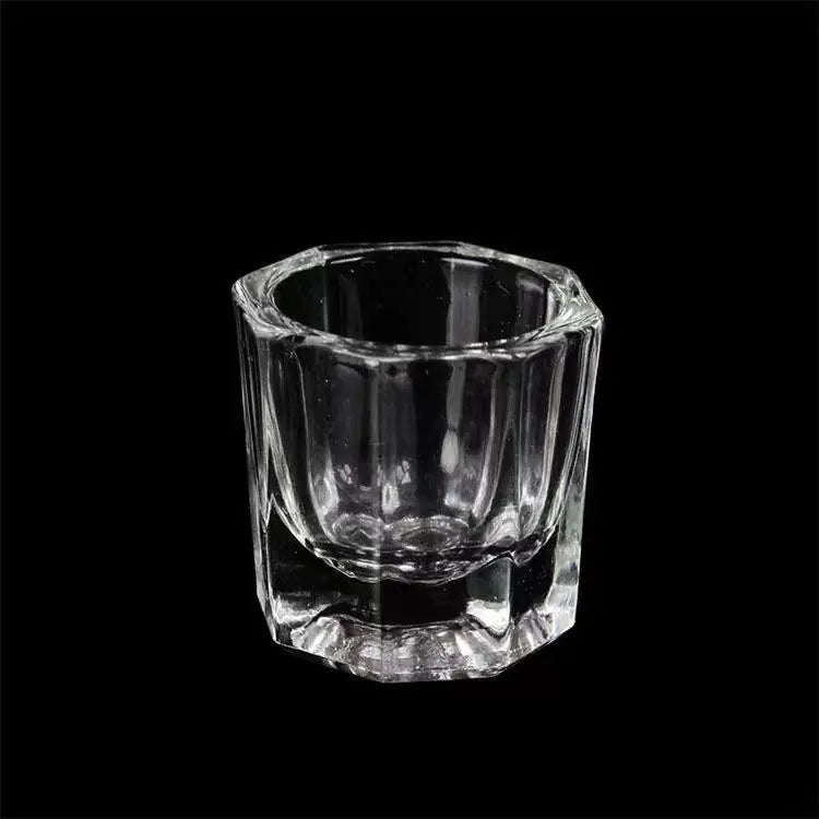 Nail Art Brush Cleaning Cup - Thick Glass Hexagonal Cup