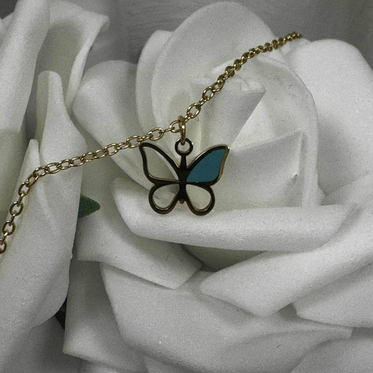 Mental wellbeing jewlery- Bioaesthetic healing - The Butterfly Necklace- Tiffany's blue