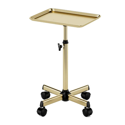 Salon Tray Premium Metal Rolling Tray Cart Tattoo Tray Height Adjustable Dentist Tray Medical Tray Spa Service Rolling TrayChampagne Gold