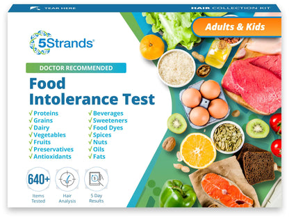 5Strands Food Intolerance Test 650 Items Tested Food Sensitivity at Home Test Kit for Adults & Kids Accurate Hair Analysis Results in 5 Days