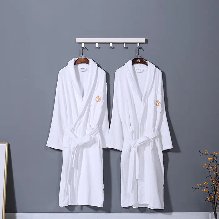 Hotel Quality Adult White Cotton Waffle Bathrobe