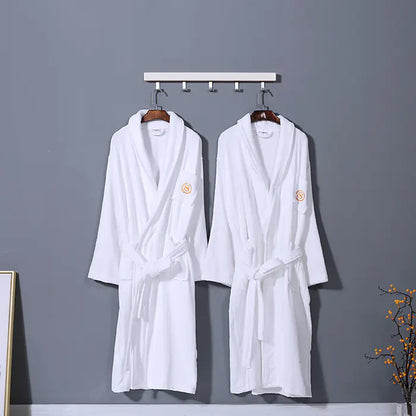 Hotel Quality Adult White Cotton Waffle Bathrobe