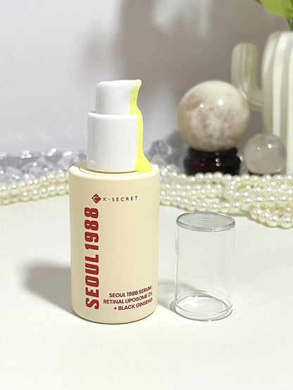 K-SECRET SEOUL 1988 Retinal Serum – 2% Retinal Liposome with Black Ginseng, Niacinamide, Bakuchiol, Vitamin C & 3 Peptides for Wrinkle Care & Anti-Aging | Korean Skincare | Fragrance-Free, Paraben-Free, Cruelty-Free – 30 mL