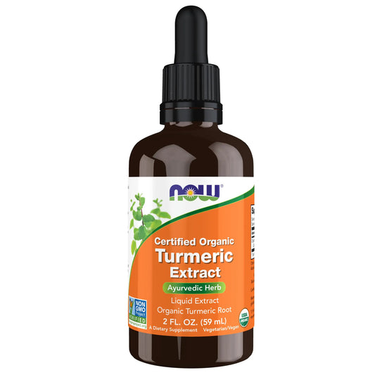 NOW Foods Supplements Certified Organic Turmeric Extract Ayurvedic Herb Liquid Extract Organic Turmeric Root 2 fluid ounces
