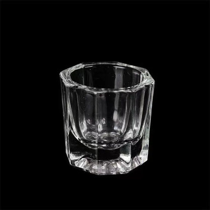 Nail Art Brush Cleaning Cup - Thick Glass Hexagonal Cup