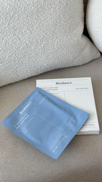 BIODANCE Hydro Cera-nol Real Deep Mask – Overnight Hydrogel Mask for Soothing, Hydration & Nourishing Skin – 34g x 4 Sheets