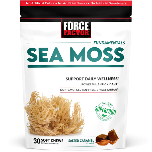 Force Factor Sea Moss Soft Chews Support Immunity Digestion and Heart Health Irish Sea Moss Superfood & Antioxidants Supplement Non-GMO Gluten-Free Salted Caramel Flavor 30 Soft Chews