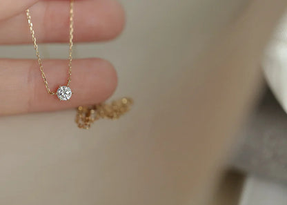 S925 Silver Plated 14K Gold Pendant Necklace with Zircon