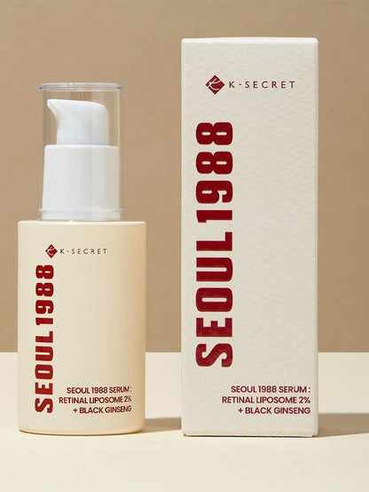 K-SECRET SEOUL 1988 Retinal Serum – 2% Retinal Liposome with Black Ginseng, Niacinamide, Bakuchiol, Vitamin C & 3 Peptides for Wrinkle Care & Anti-Aging | Korean Skincare | Fragrance-Free, Paraben-Free, Cruelty-Free – 30 mL