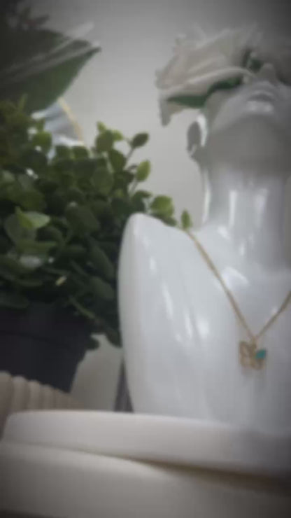 Mental wellbeing jewlery- Bioaesthetic healing - The Butterfly Necklace- Tiffany's blue