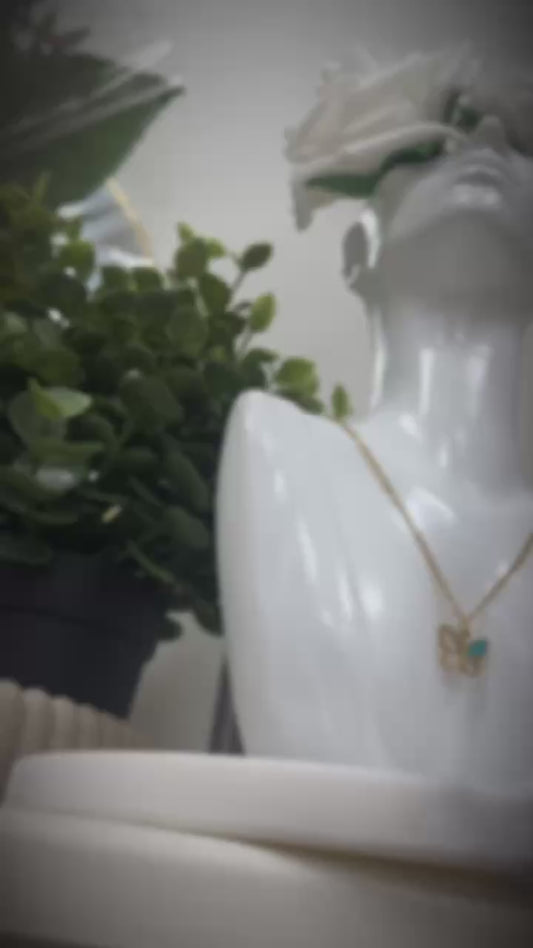 Mental wellbeing jewlery- Bioaesthetic healing - The Butterfly Necklace- Tiffany's blue