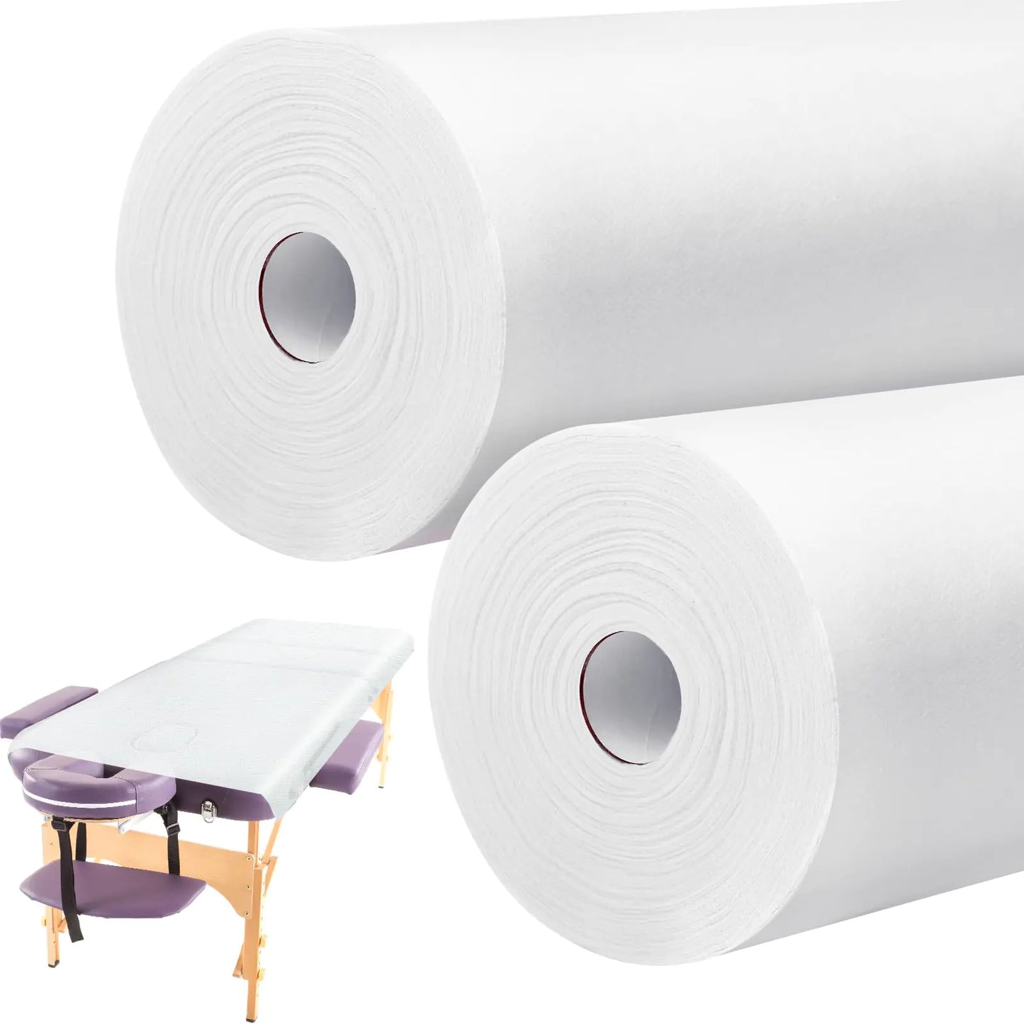 Tudomro 2 Roll Disposable Non Woven Bed Sheets 24 x 71 Inch Massage Table Paper Covers Non Woven Fabric Massage Sheets Waterproof Spa Breathable Bed Cover for Beauty Salon Hotels(White)