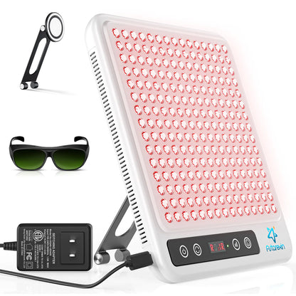 Red Light Therapy for Face 225 Dual Chip Portable Red Light Therapy Panel Device with 660nm Red Light & 850nm Near Infrared Light Lamp with Stand Timer for Body Face Skin Care (White)