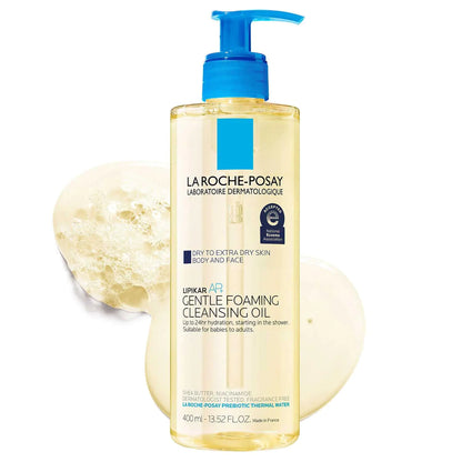 La Roche-Posay Lipikar AP+ Gentle Foaming Cleansing Oil Gentle Oil Cleanser for Face and Body Formulated with Niacinamide Long-Lasting 24-hour Hydration Fragrance-Free & Soap Free